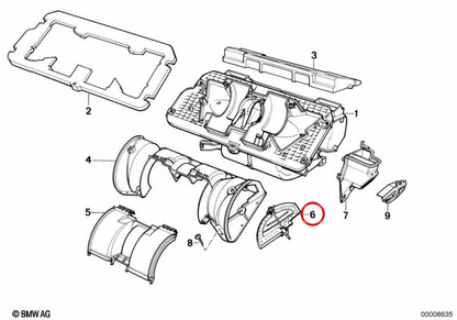 Riscaldamento a sinistra OEM 64111384321 per BMW E34. BMW originale.