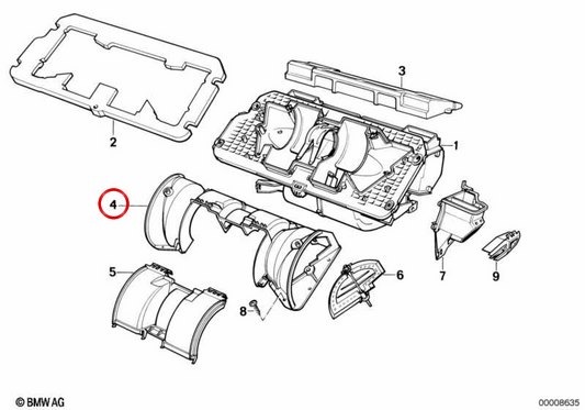 Carcaça de aquecimento OEM 64111389466 para BMW E34. BMW genuíno.