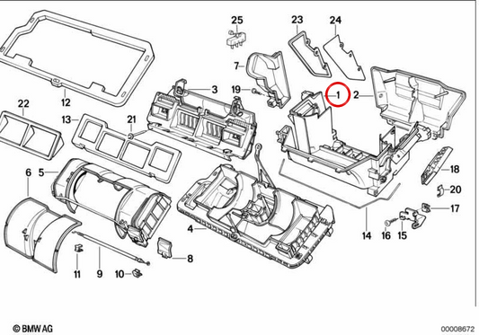 Habilage inférieur Chauffage OEM 64111390832 pour BMW E34, E32. BMW d'origine.