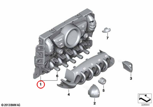 Unidad de mando de climatización automática OEM 64113455300 para MINI R56, R56 LCI, Clubman R55, Clubman R55 LCI. Original MINI.