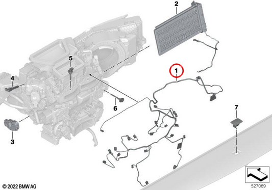 Elektrische Verkabelung OEM 64115A2B407 für BMW G60, G61, G68, G90, G70. Original BMW.