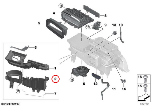 Unterteilgehäuse OEM 64115B31165 für MINI Cooper E/SE J01, Aceman E/SE J05. Originaler MINI.