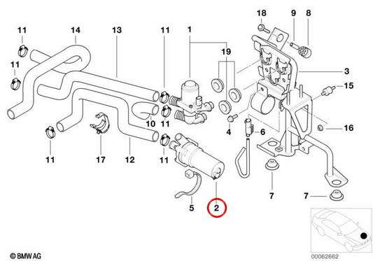 Pompe à eau auxiliaire OEM 64116902192 pour BMW E52. BMW d'origine.