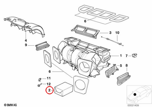 Kit de piezas pequeñas y palanca de ajuste OEM 64116909815 para BMW E39, E53. Original BMW.