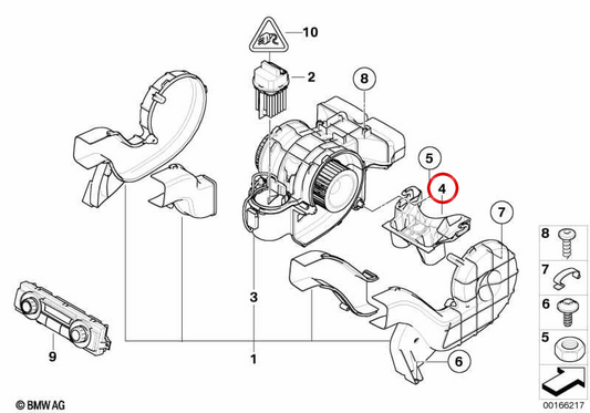 OEM 6411694755) Supporto alla ventola posteriore per BMW E70, E71, E72, F15, F16, F85, F86. BMW originale.