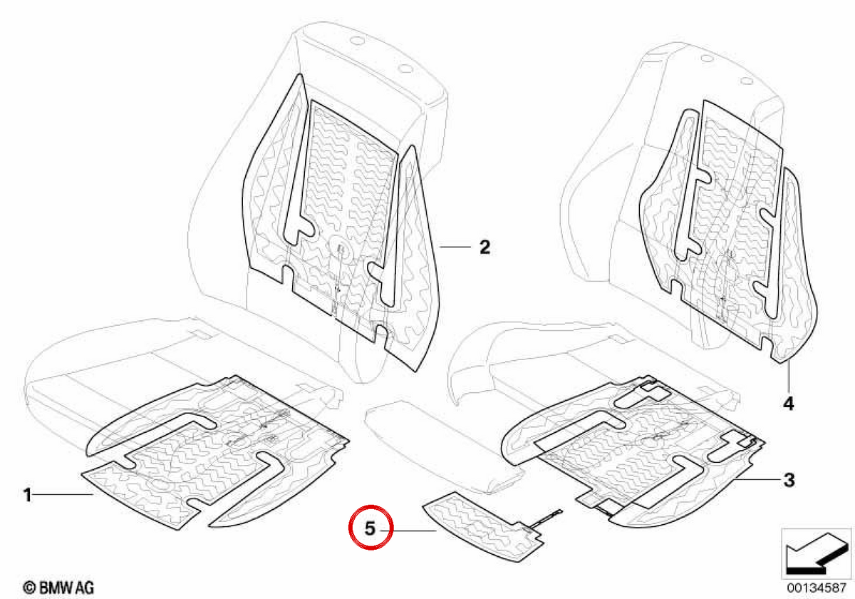 Elemento di riscaldamento per supporto della coscia OEM 64117138803 per BMW E81, E82, E87, E88, E90, E91, E92, E84. BMW originale.