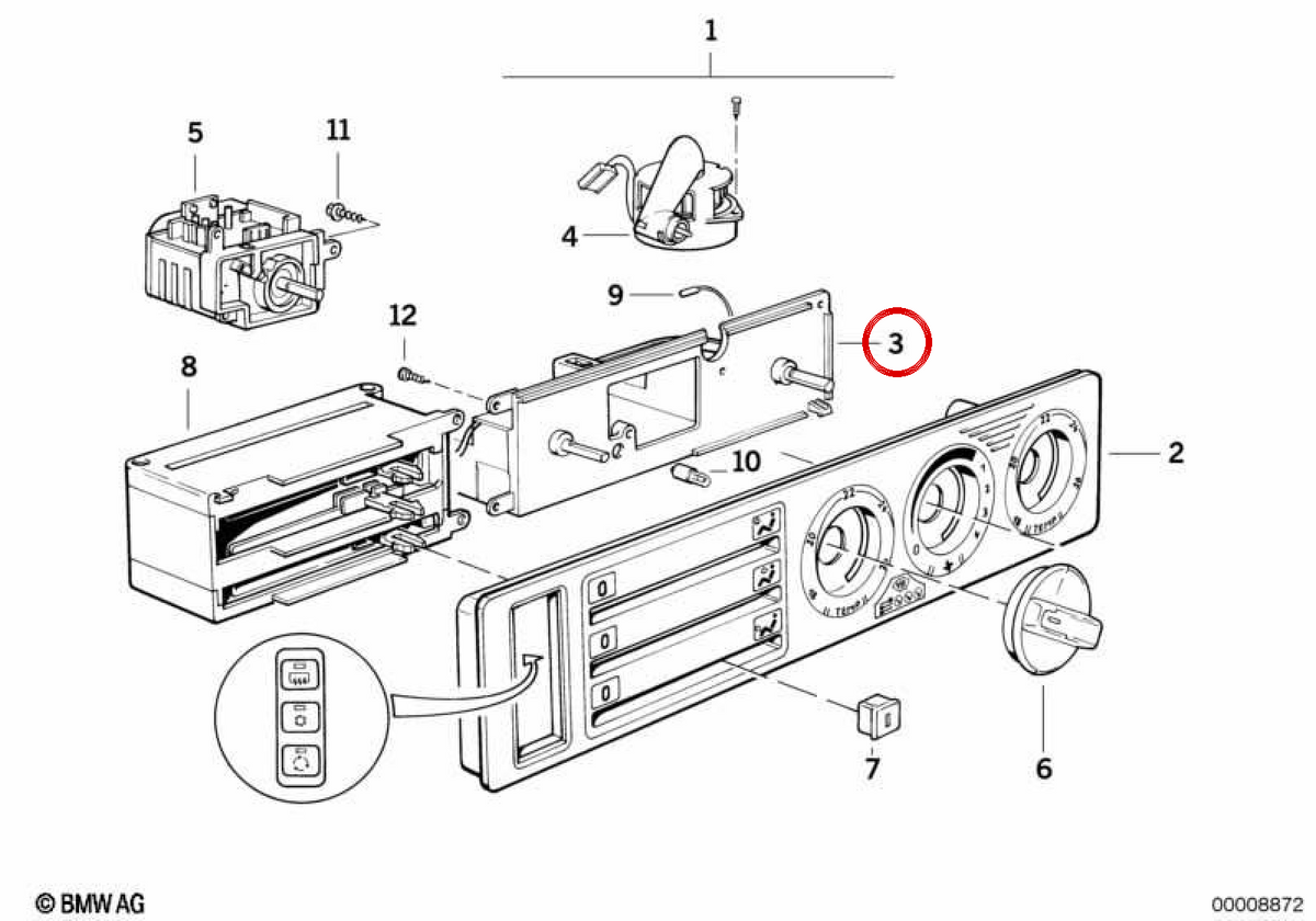 Module de commande de chauffage OEM 64118351126 pour BMW E34. BMW d'origine.