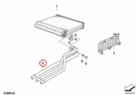 Triple plastic heating tube OEM 64118363779 for BMW E39. Original BMW.