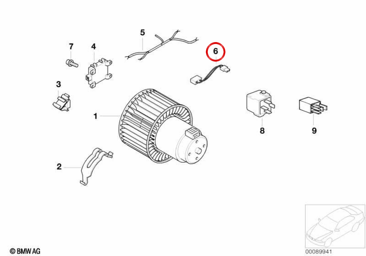 Microinterruptor OEM Pompa d'acqua ausiliaria 64118373984 per BMW E46. BMW originale.