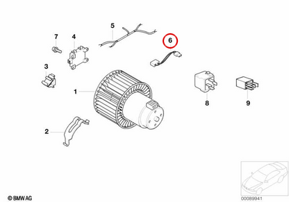 Microinterruptor OEM Pompa d'acqua ausiliaria 64118373984 per BMW E46. BMW originale.