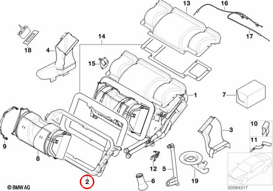 Logement supérieur du système de ventilation OEM 64118377639 pour BMW E52. BMW d'origine.