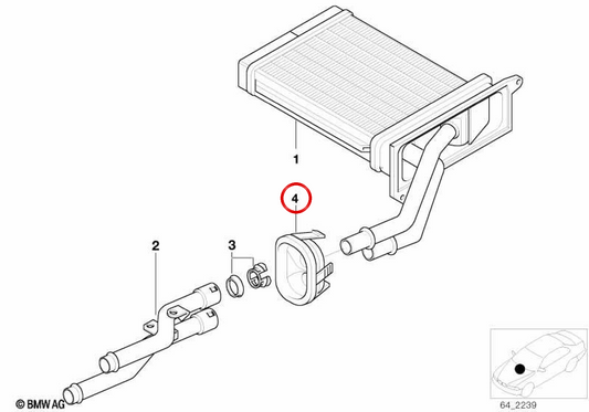Manguito de tubo de agua OEM 64118385215 para BMW E52. Original BMW.