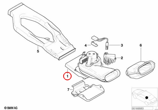 OEM Heckheizventilator 64118385546 für BMW x5 E53. Original BMW.