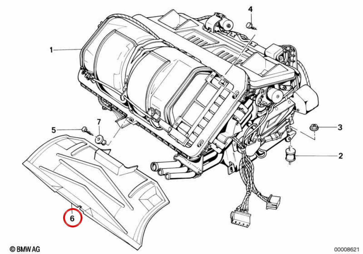 HEATING COVER OEM 64118390083 for BMW E34, E31. Original BMW.