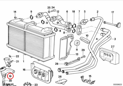 Dranaggio destro OEM 64118391146 per BMW E34, E32, E31. BMW originale.