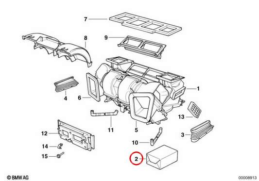 Ensemble de petits morceaux et levier de réglage du climatiseur OEM 64118391576 pour BMW E38. BMW d'origine.
