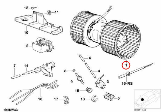 Motor ventilador habitáculo OEM 64118391920 para BMW E34, E32. Original BMW.