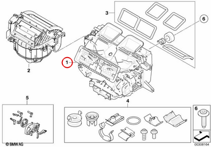 Boîtier vide pour le chauffage et la climatisation OEM 64119136169 pour BMW E81, E82, E87, E88, E90, E91, E92, E93, E84. BMW d'origine.
