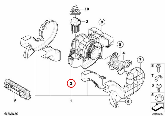 Alloggiamento del riscaldamento posteriore OEM 64119139197 per BMW E71, E72, F16, F86. BMW originale.