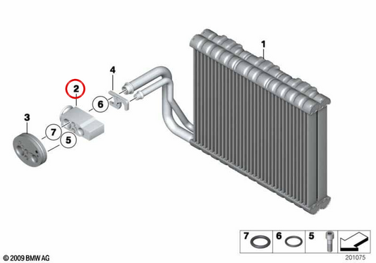 OEM -Expansionsventil 64119159804 für BMW F10, F01, F02, F04. Original BMW.