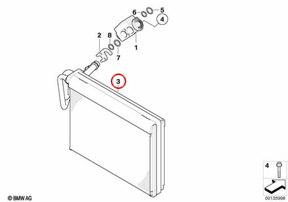 Évaporateur de la climatisation OEM 64119179803 pour BMW E81, E82, E87, E88, E90, E91, E92, E93, E84. BMW d'origine.