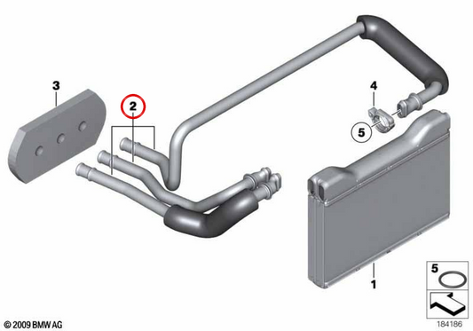 Tubería del sistema de calefacción OEM 64119187285 para BMW F07, F10, F11, F06, F12, F13, F01, F02. Original BMW.