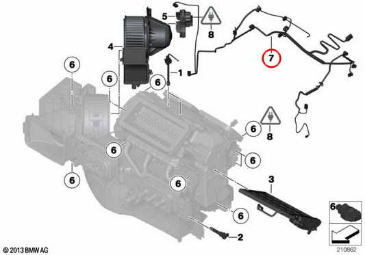 Câblage Unité de climatisation avant 64119291180 pour BMW F15, F85, F16, F86. BMW d'origine.