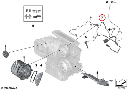Verkabelung für Heiz- und Klimaanlagen OEM 64119304027 für BMW i3 (I01). Original BMW.