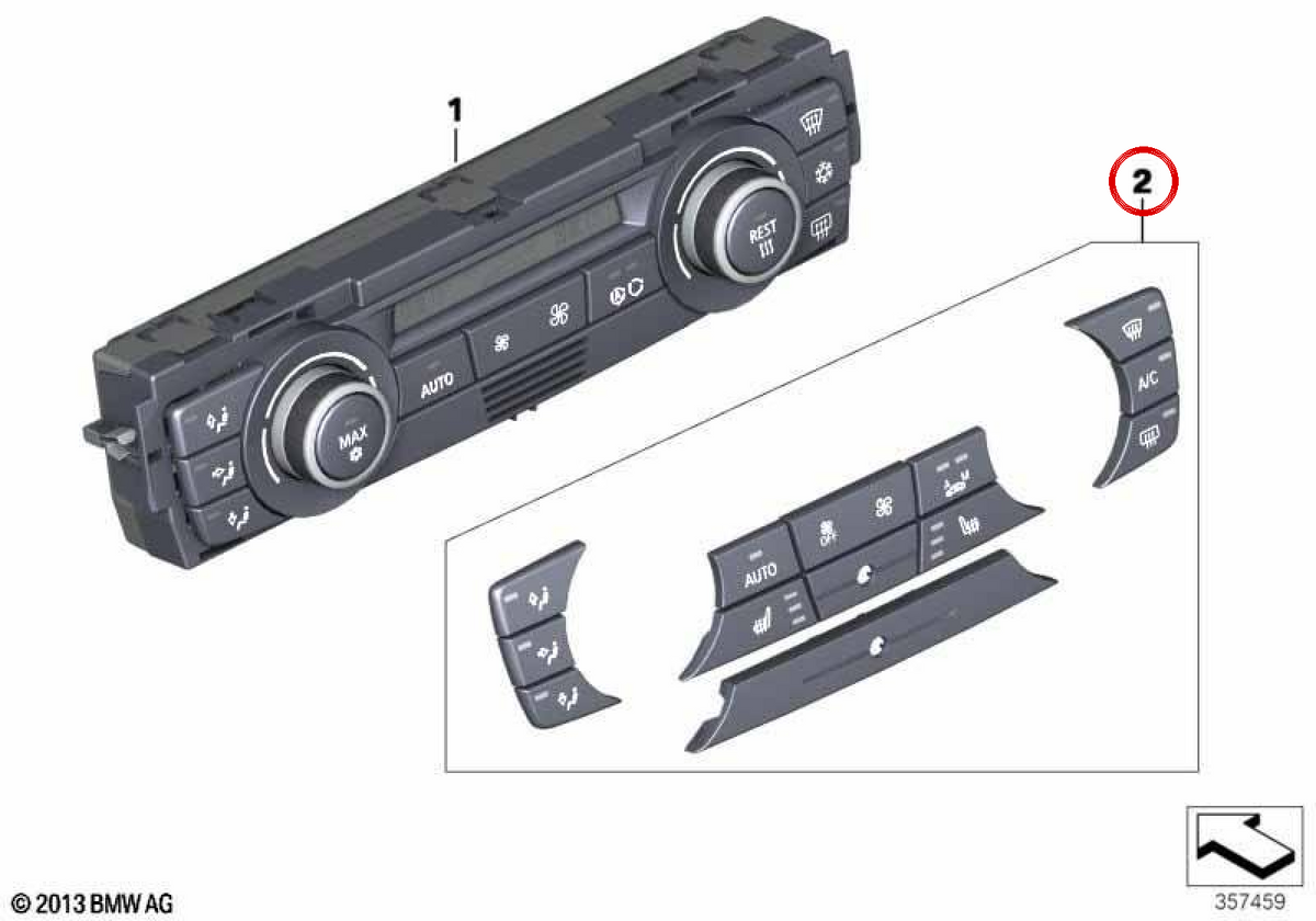Tapas de commande de climatisation automatique Ensemble pour BMW E81, E82, E87, E88, E90, E91, E92, E93, E84, F25, F26. . BMW d'origine