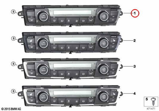 Módulo de control del aire acondicionado OEM 64119363543 para BMW F20, F21, F22, F23, F30, F31, F34, F35, F32, F33, F36. Original BMW.
