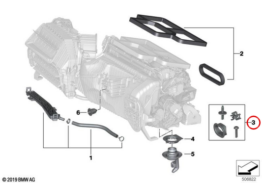 Set di elementi di fissaggio OEM 64119382894 per BMW G42, G87, G20, G21, G28, G80, G81, G22, G23, G26, G82, G83, G01, G08, F97, G02, F98, G29. BMW originale.