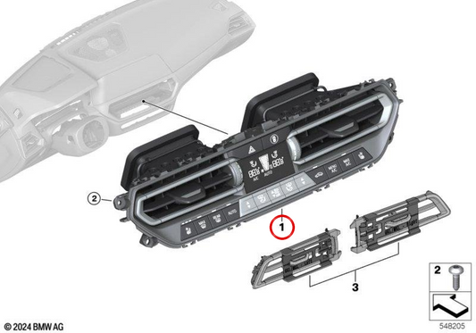 OEM Automatische Klimaanlagensteuereinheit 64119855410 für BMW G20, G21, G80, G22, G23, G82, G01, F97, G02, F98. Original BMW.
