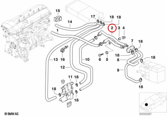 Double Escape Tube OEM 18101405825 per BMW E38. BMW originale.