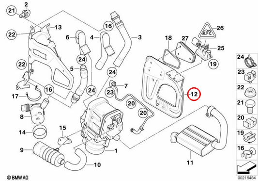 Support des tuyaux d'échappement OEM 64126953083 pour BMW E90, E91, E92, E93. BMW d'origine.