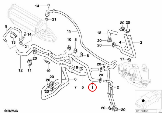 Manguera de avance OEM 64128380579 para BMW E39. Original BMW.