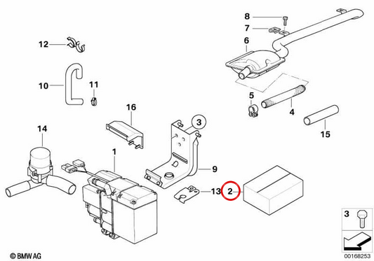 Kit de reparo de aquecedor de estacionamento diesel OEM 64129145099 para BMW E39, E60, E61, E38. BMW genuíno.