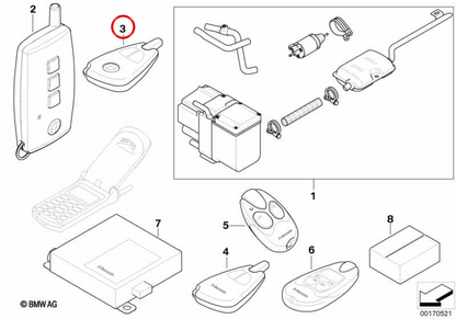 Telestart controle remoto OEM 64129196785 para BMW E90, E91, E92, E93, E60, E61, E70, E71, E72. BMW genuíno.