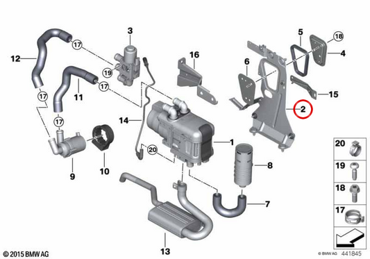 Suporte de aquecedor auxiliar OEM 64129321063 para BMW G30, G31, G32, G11, G12, G14, G15, G16, G01, G02, G05, G06, G07. BMW genuíno.