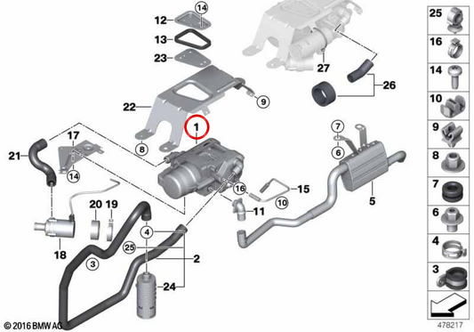 Stewerd diesel chauffage OEM 64129343172 pour BMW F15, F16. BMW d'origine.