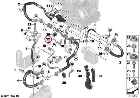 Supporto sistema di raffreddamento OEM 64129490058 per MINI F56 BEV, F56 BEV LCI, Cabrio F57 BEV. MINI originale.
