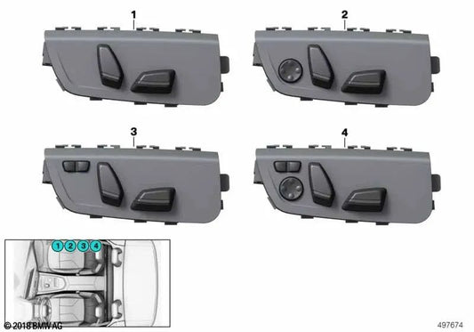 Interruptor de ajuste do assento direito para BMW F21, F22, F23, F32, F33, F35, F82, F83, G29 (OEM 61319248090). BMW original