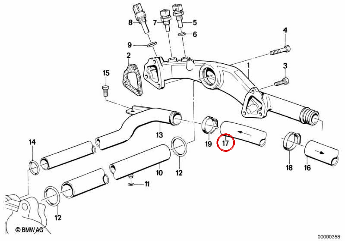 OEM Return Hose 64211379942 for BMW E32. Original BMW.