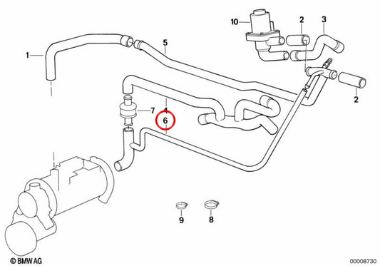 Tubo de retorno OEM 64211392155 para BMW E31. BMW genuíno.
