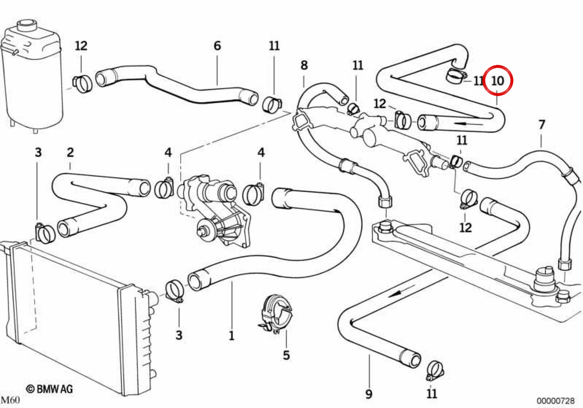 OEM Return HOSE 64211392911 für BMW E31. Original BMW.