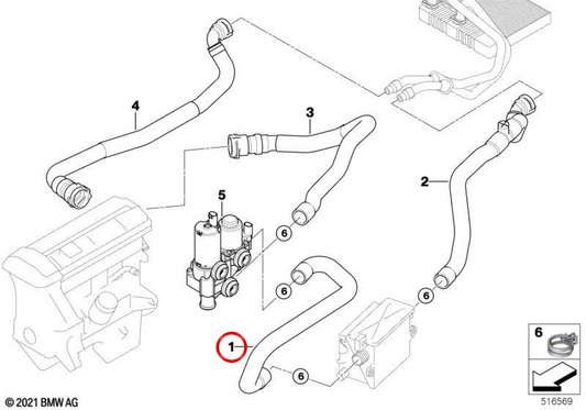 Tuyau de soupape d'eau / chauffage OEM 64213400408 pour BMW x3 E83. BMW d'origine.