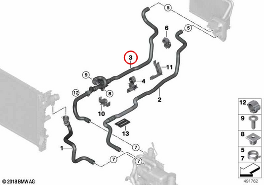 OEM Return Kältemittel Schlauch 64216821260 für BMW G30, G31, G11, G12, G14, G15, G16. Original BMW.