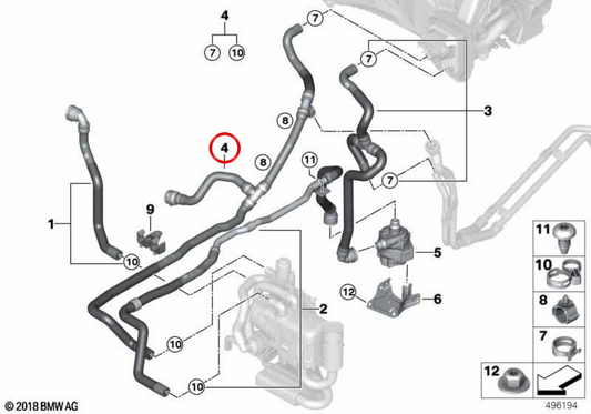 Le tuyau de retour du réfrigérant OEM 64216821658 pour BMW G07, G05. BMW d'origine.