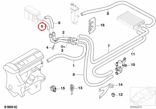 Doppio tubo tubo per ulteriore riscaldamento OEM 64216902882 per BMW E46. BMW originale.