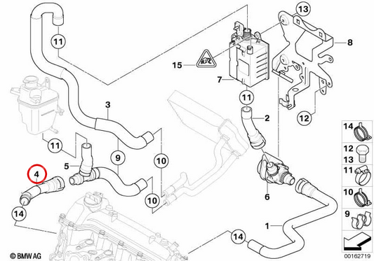 Rücklaufschlauch vom Heizungswärmetauscher zum Motor OEM 64216922395 für MINI R50 One D 2003–2006. Original MINI