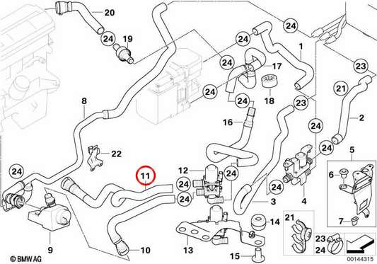 Oil return tube for BMW E53. OEM 64216939159. Original BMW.